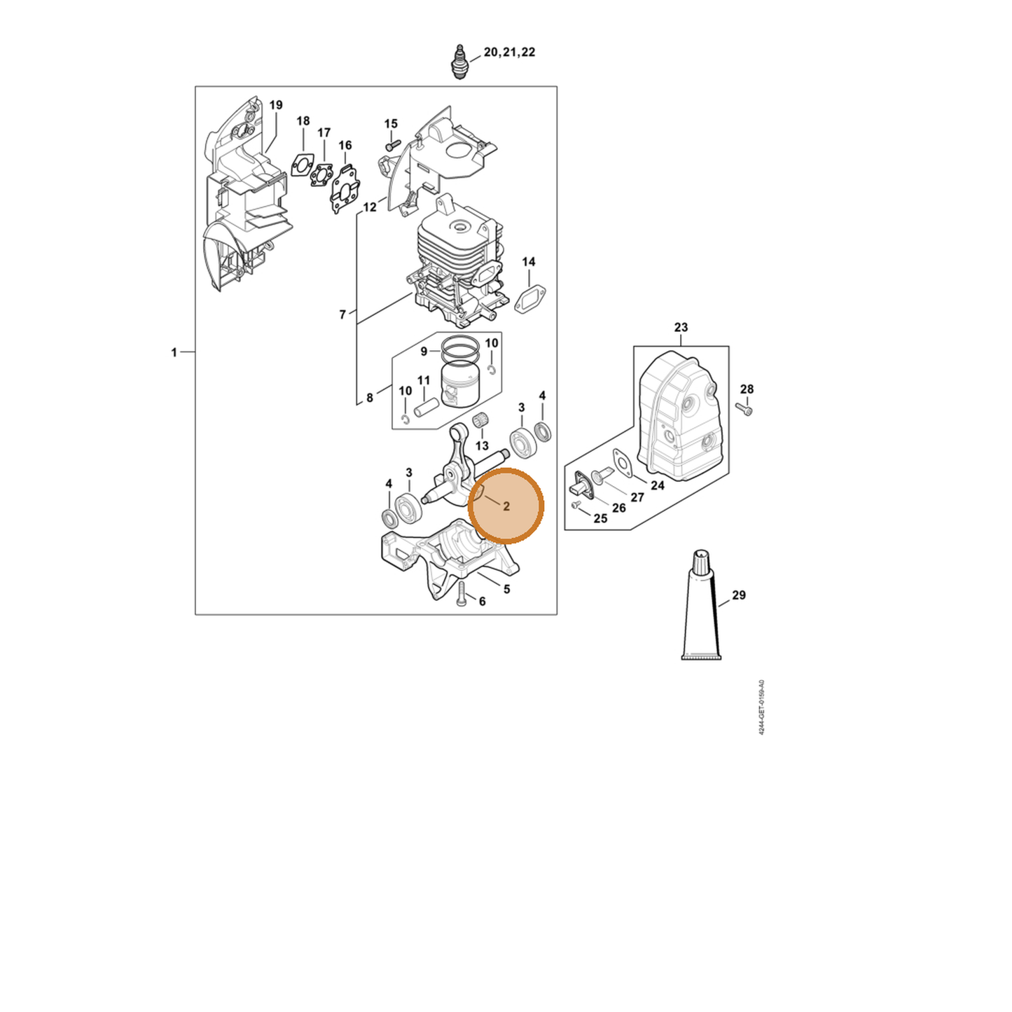 STIHL part 4244-030-0403 — IPL diagram snippet (6x zoom, amber highlight)