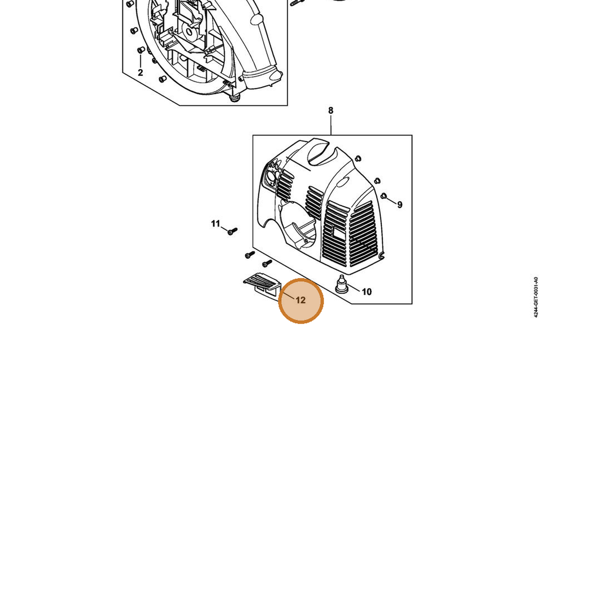 STIHL part 4244-084-6800 — IPL diagram snippet (6x zoom, amber highlight)