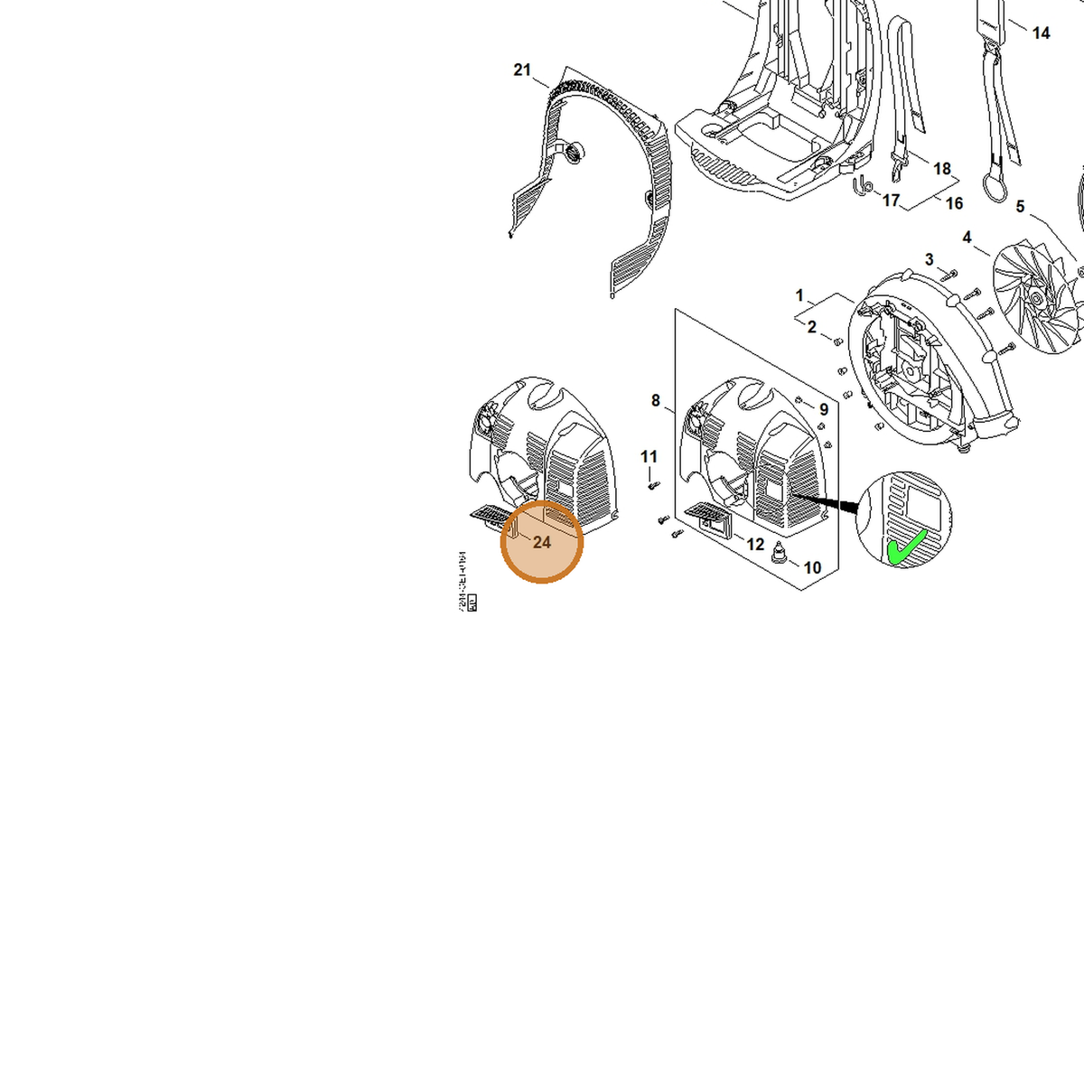 STIHL part 4244-084-6801 — IPL diagram snippet (6x zoom, amber highlight)