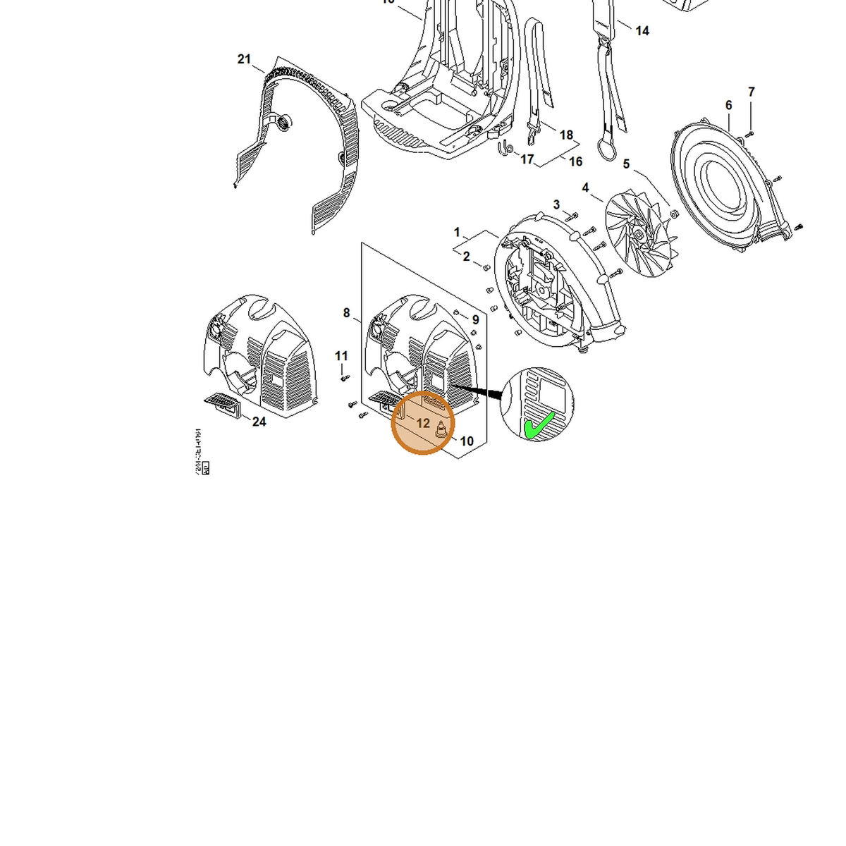 STIHL part 4244-084-6803 — IPL diagram snippet (6x zoom, amber highlight)