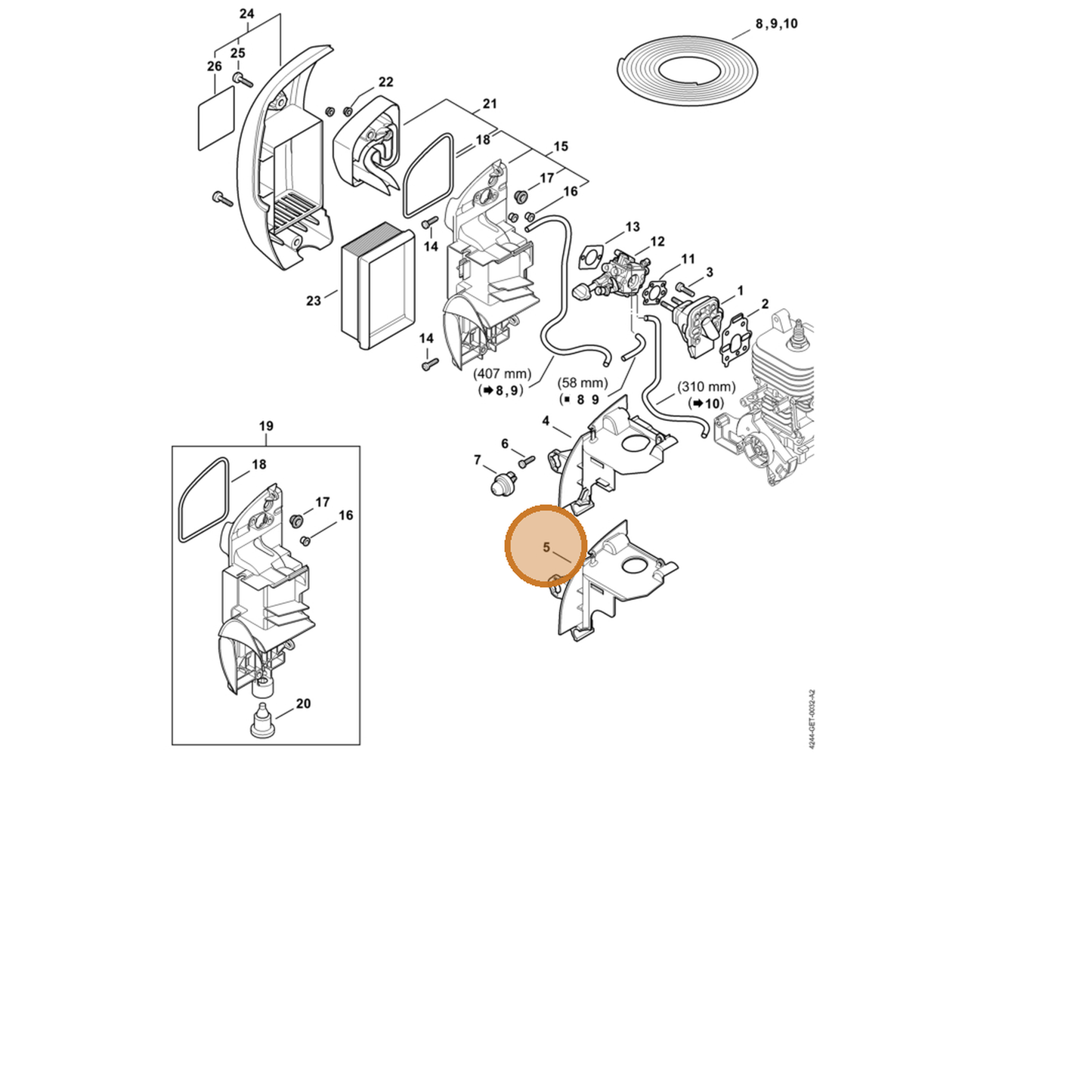 STIHL part 4244-087-3000 — IPL diagram snippet (6x zoom, amber highlight)