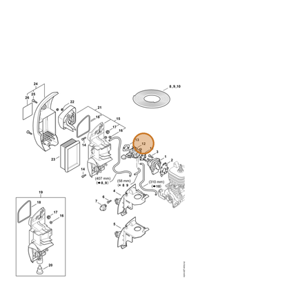 STIHL part 4244-120-0610 — IPL diagram snippet (6x zoom, amber highlight)