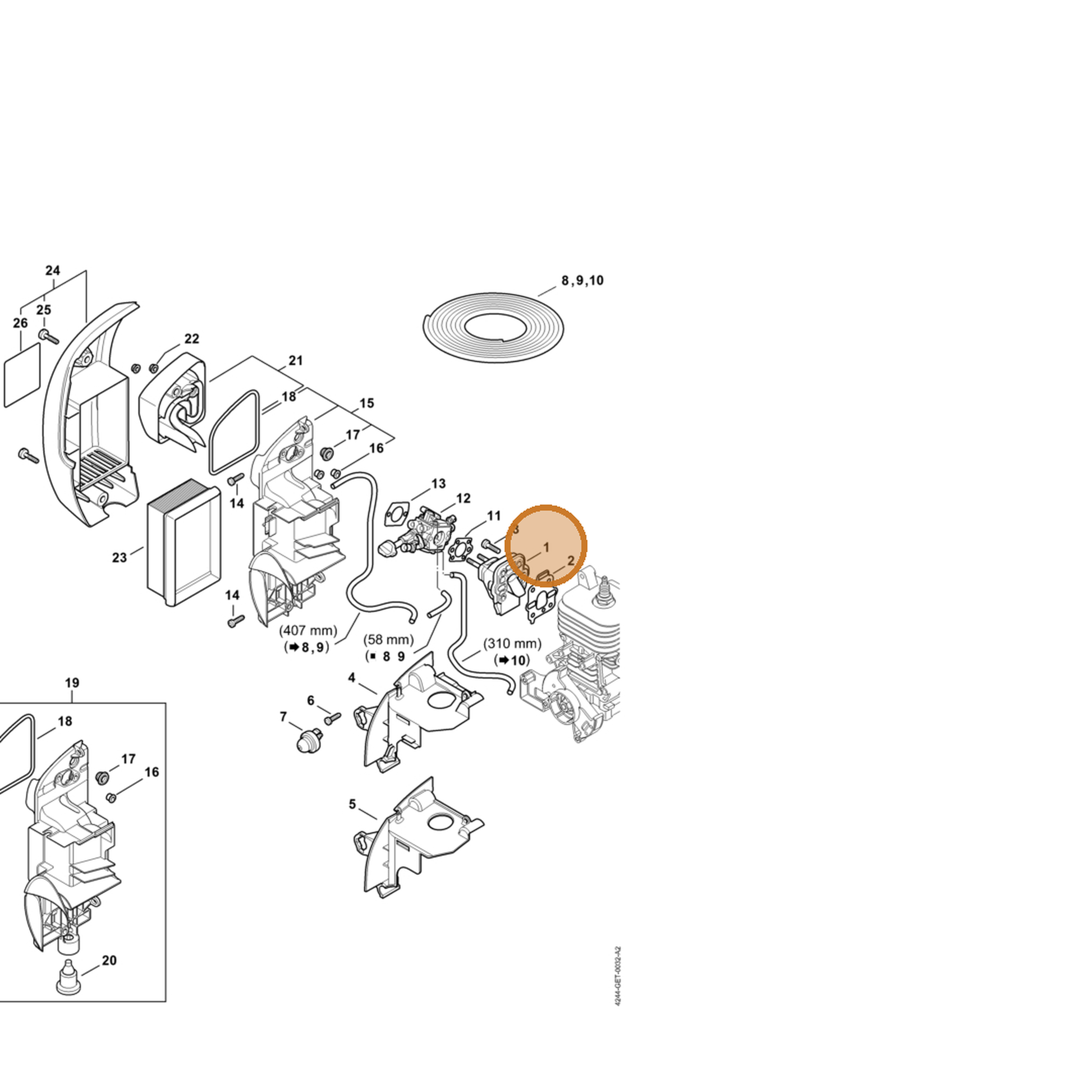 STIHL part 4244-120-2300 — IPL diagram snippet (6x zoom, amber highlight)