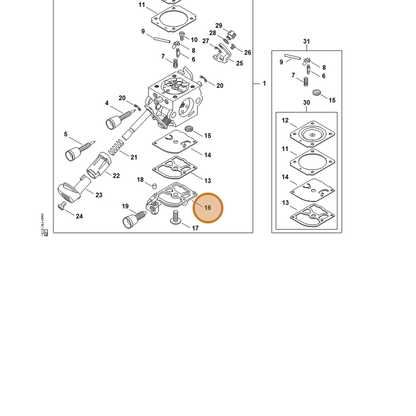 STIHL part 4244-121-0801 — IPL diagram snippet (6x zoom, amber highlight)