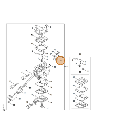 STIHL part 4244-121-3500 — IPL diagram snippet (6x zoom, amber highlight)