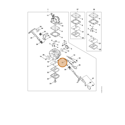 STIHL part 4244-122-6700 — IPL diagram snippet (6x zoom, amber highlight)