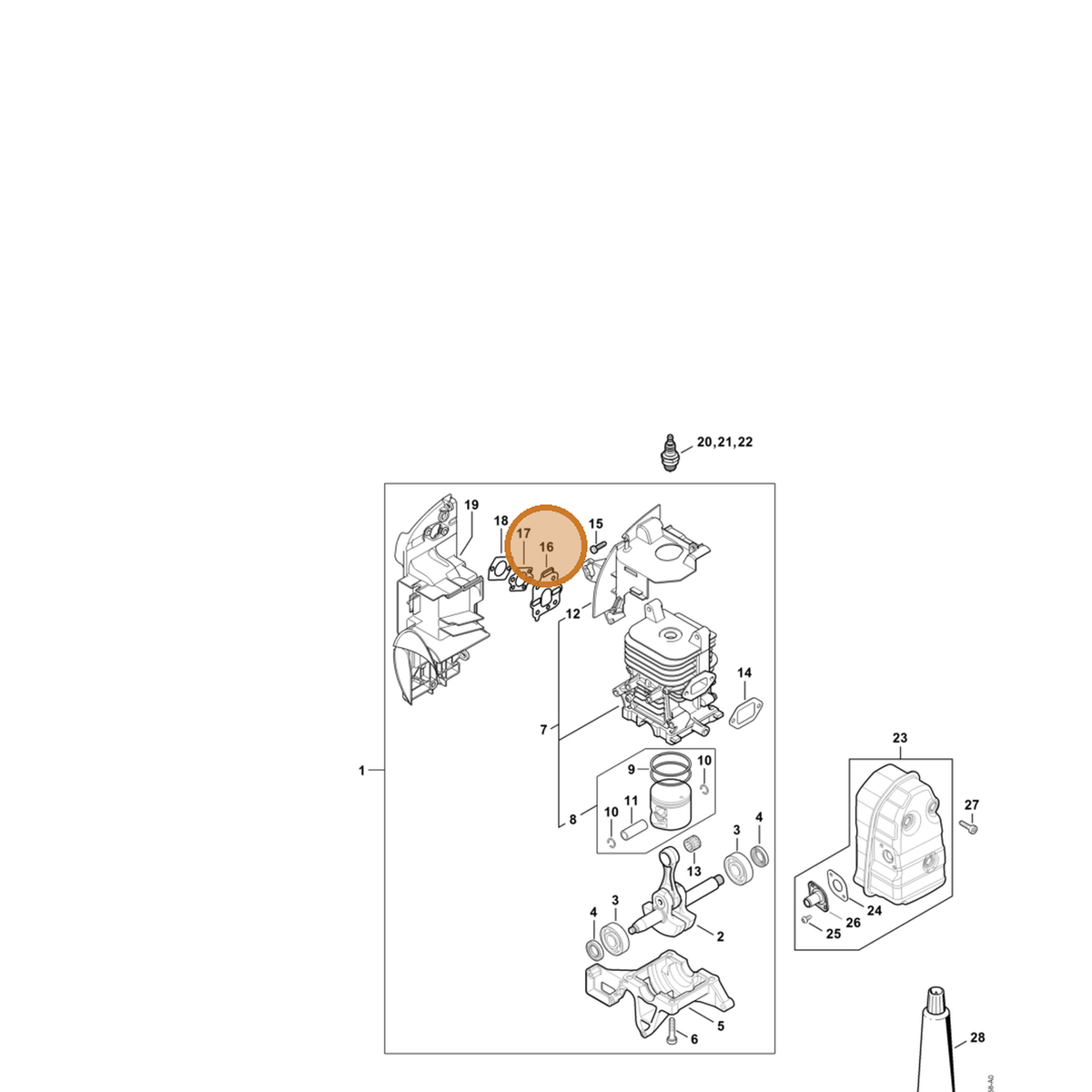 STIHL part 4244-129-0900 — IPL diagram snippet (6x zoom, amber highlight)
