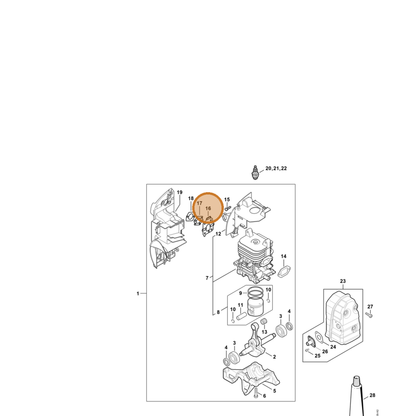 STIHL part 4244-129-0900 — IPL diagram snippet (6x zoom, amber highlight)
