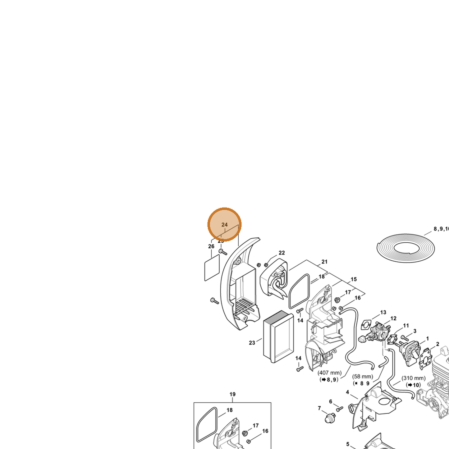 STIHL part 4244-140-1006 — IPL diagram snippet (6x zoom, amber highlight)