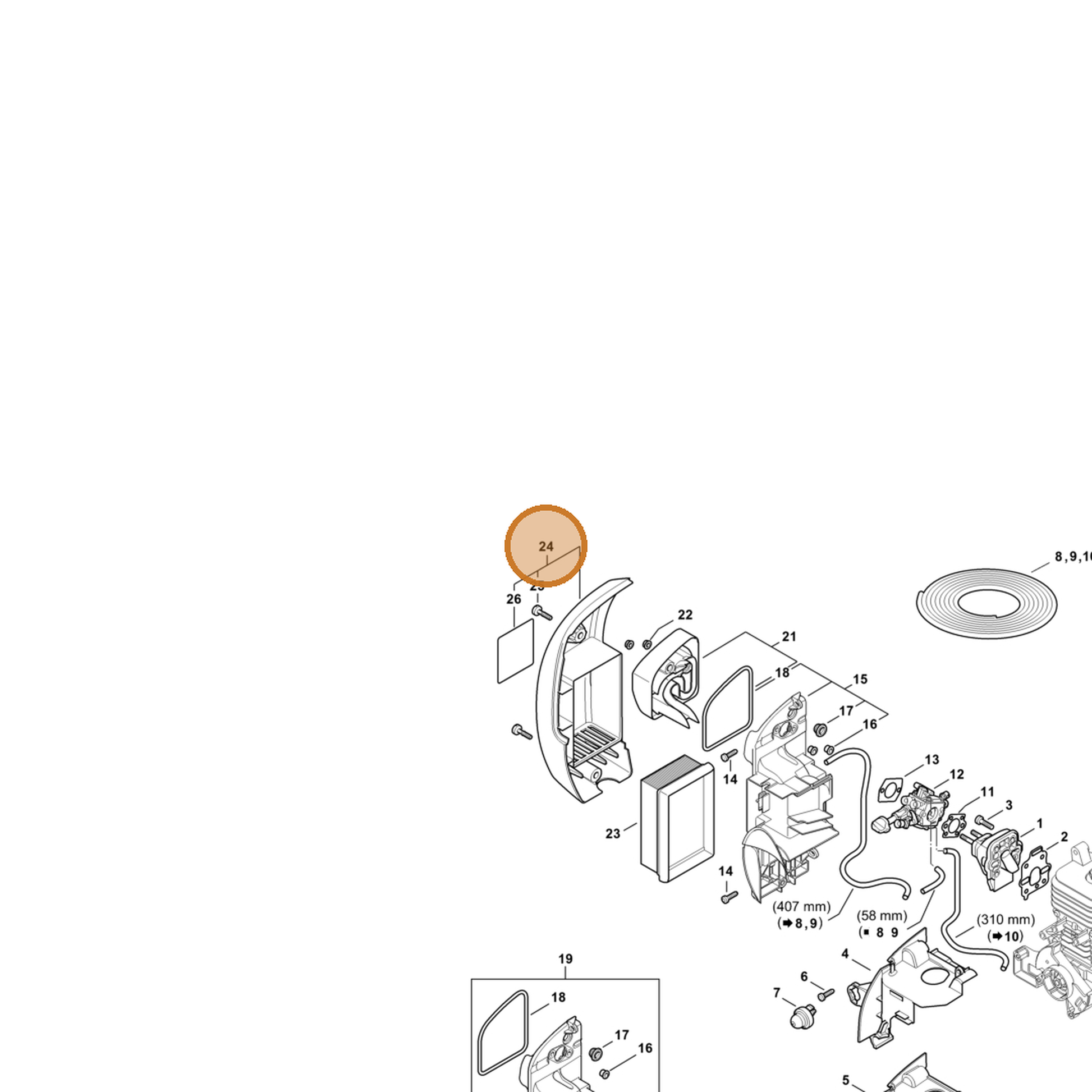 STIHL part 4244-140-1006 — IPL diagram snippet (6x zoom, amber highlight)