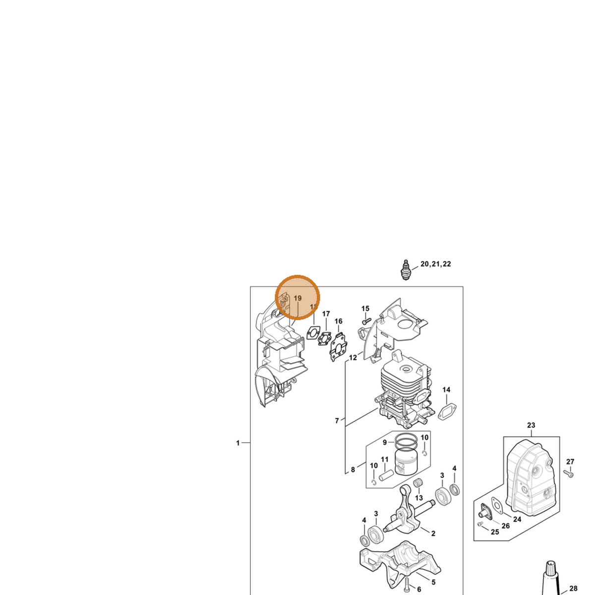 STIHL part 4244-140-2809 — IPL diagram snippet (6x zoom, amber highlight)