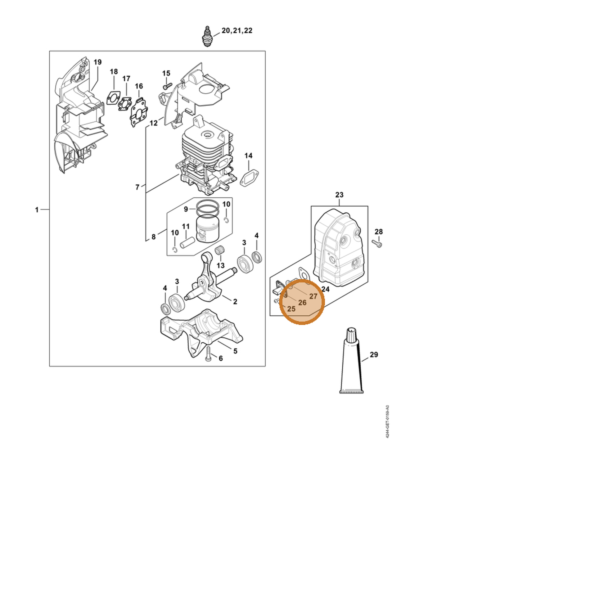 STIHL part 4244-140-3405 — IPL diagram snippet (6x zoom, amber highlight)