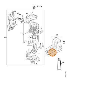 STIHL part 4244-140-8100 — IPL diagram snippet (6x zoom, amber highlight)