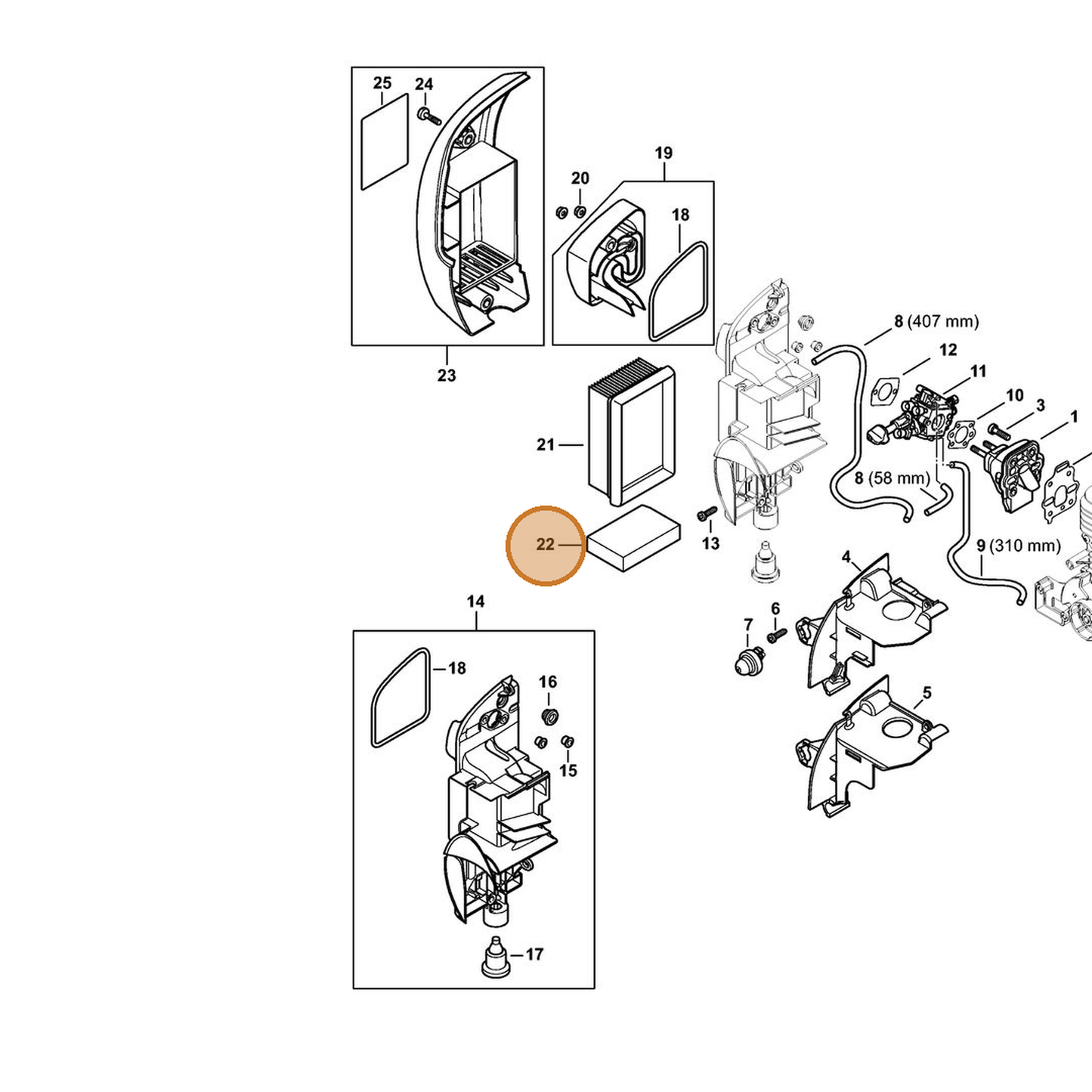 STIHL part 4244-141-0600 — IPL diagram snippet (6x zoom, amber highlight)