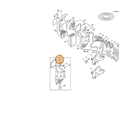 STIHL part 4244-149-0500 — IPL diagram snippet (6x zoom, amber highlight)