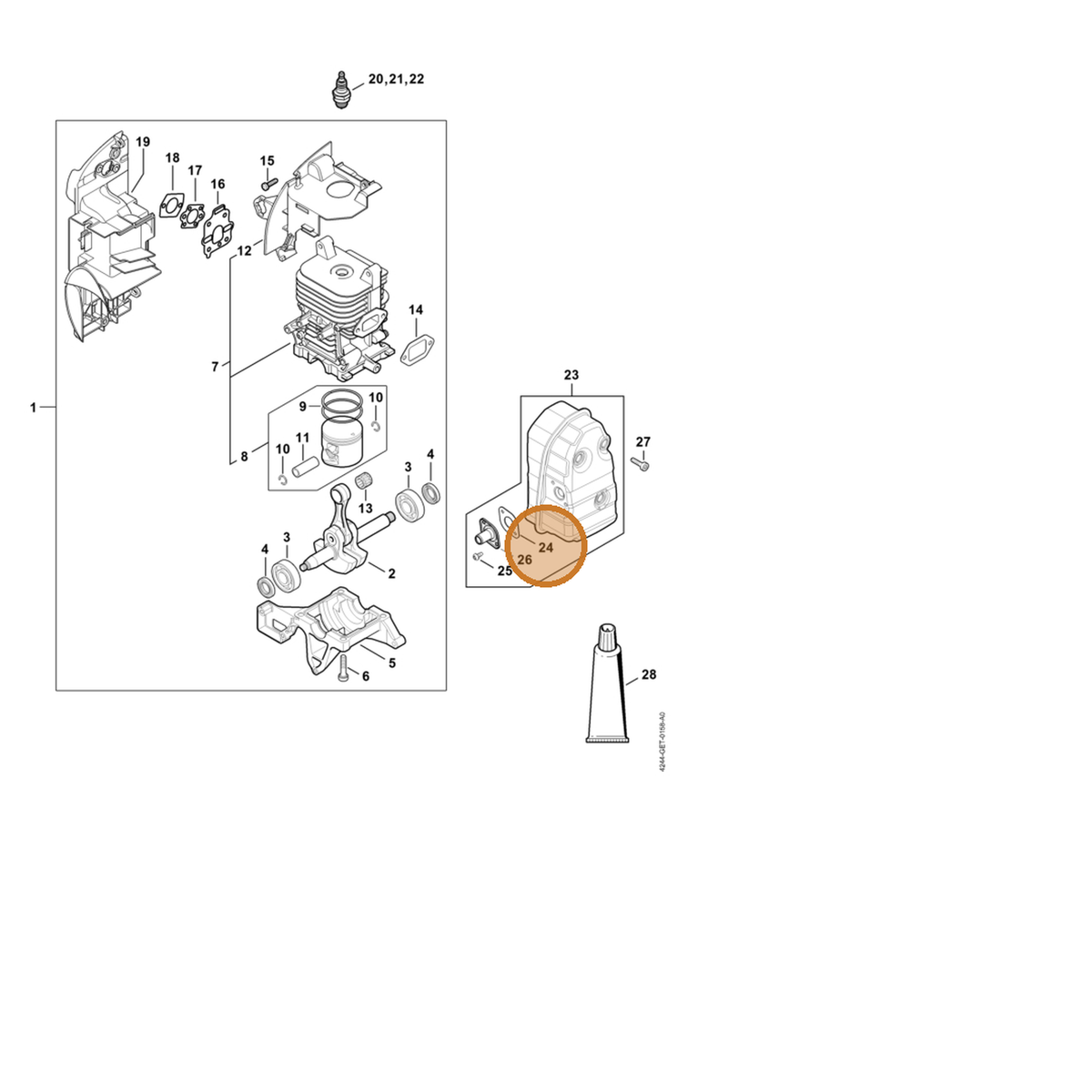 STIHL part 4244-149-0506 — IPL diagram snippet (6x zoom, amber highlight)