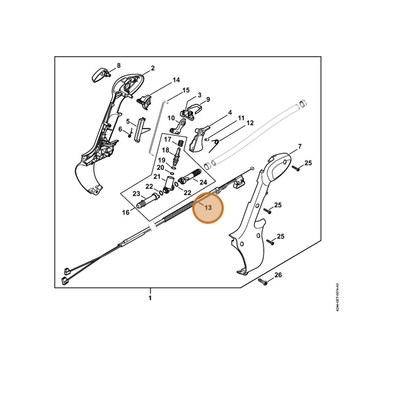 STIHL part 4244-180-1100 — IPL diagram snippet (6x zoom, amber highlight)