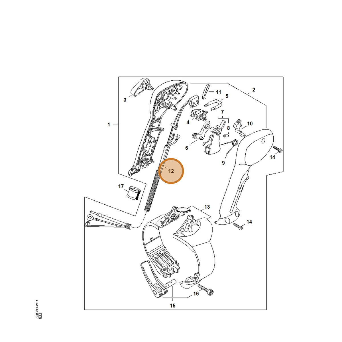STIHL part 4244-180-1102 — IPL diagram snippet (6x zoom, amber highlight)