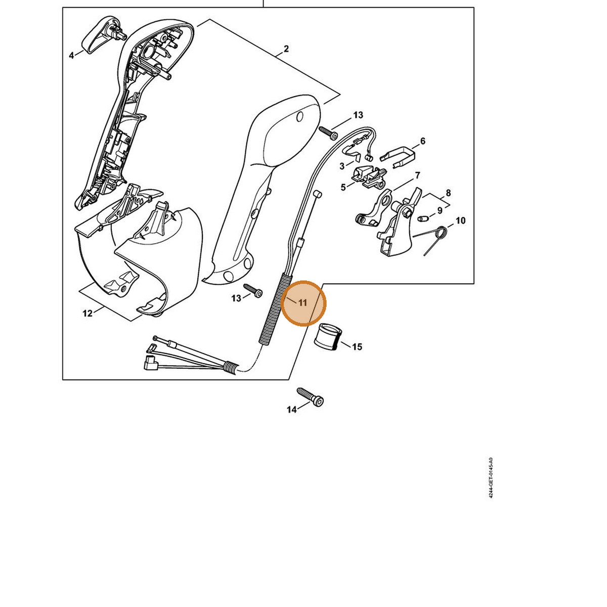 STIHL part 4244-180-1104 — IPL diagram snippet (6x zoom, amber highlight)