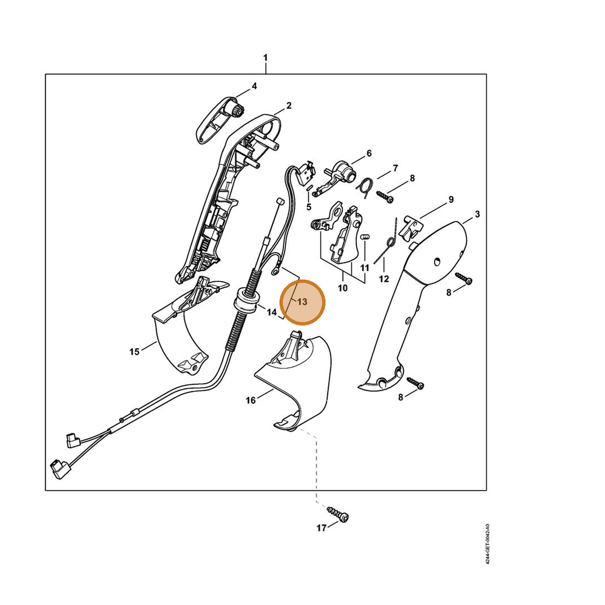 STIHL part 4244-180-1112 — IPL diagram snippet (6x zoom, amber highlight)