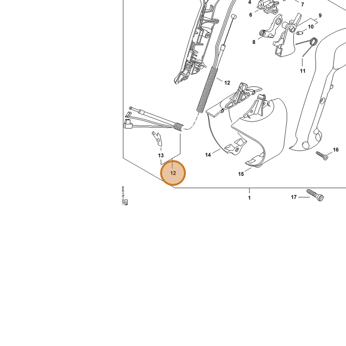 STIHL part 4244-180-1113 — IPL diagram snippet (6x zoom, amber highlight)