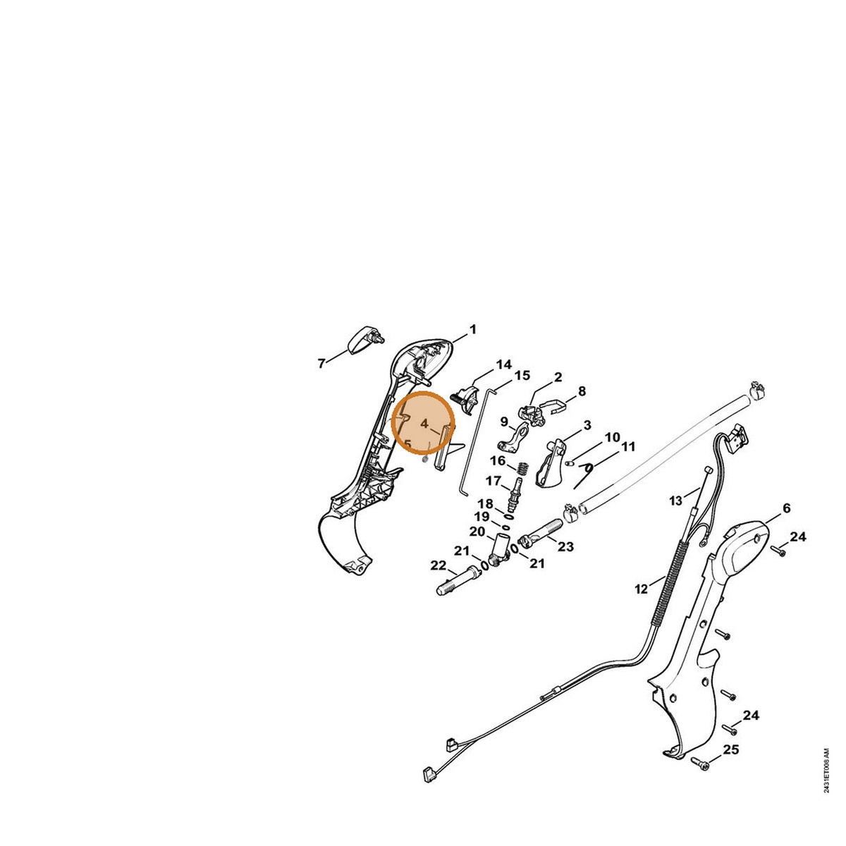 STIHL part 4244-182-0800 — IPL diagram snippet (6x zoom, amber highlight)
