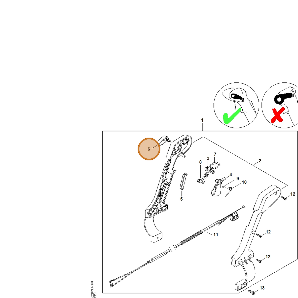STIHL part 4244-182-2900 — IPL diagram snippet (6x zoom, amber highlight)