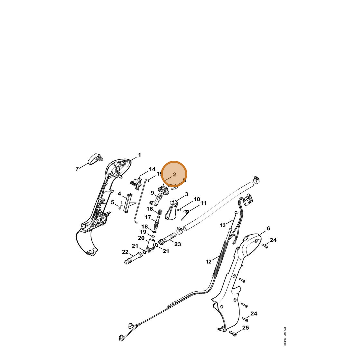 STIHL part 4244-182-4300 — IPL diagram snippet (6x zoom, amber highlight)