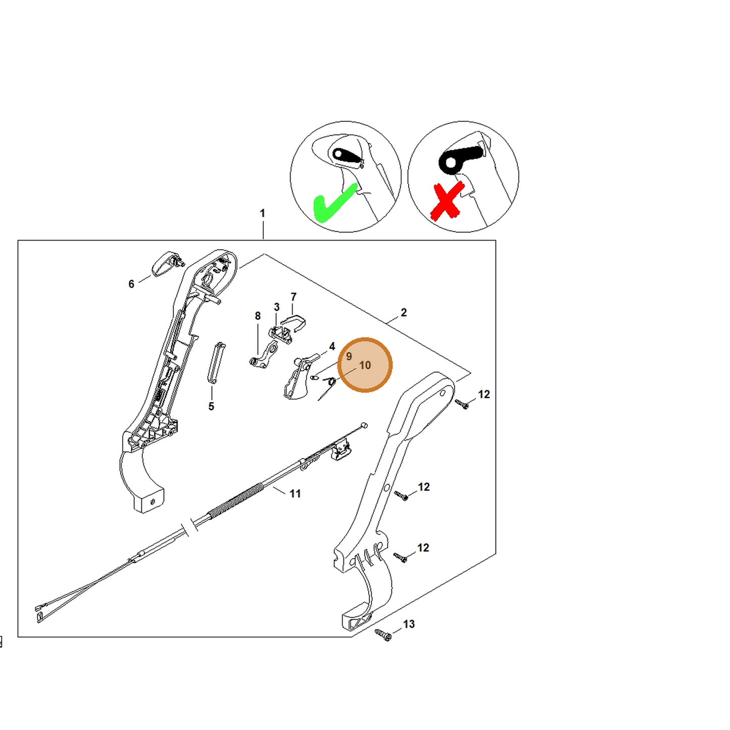 STIHL part 4244-182-4500 — IPL diagram snippet (6x zoom, amber highlight)