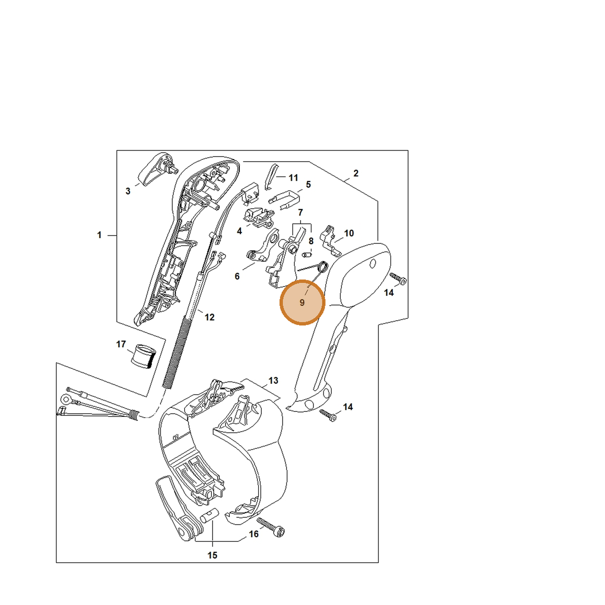 STIHL part 4244-182-4501 — IPL diagram snippet (6x zoom, amber highlight)