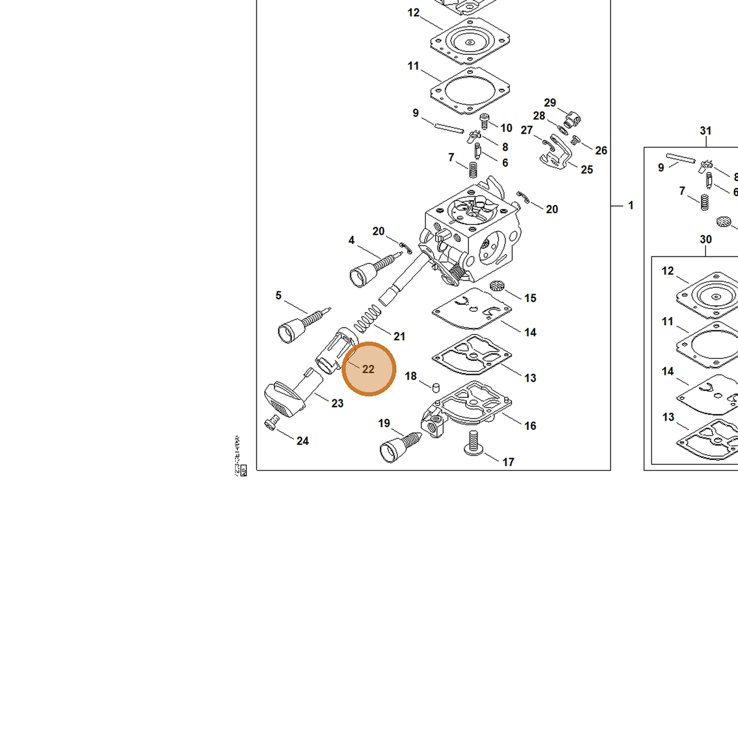 STIHL part 4244-182-7200 — IPL diagram snippet (6x zoom, amber highlight)
