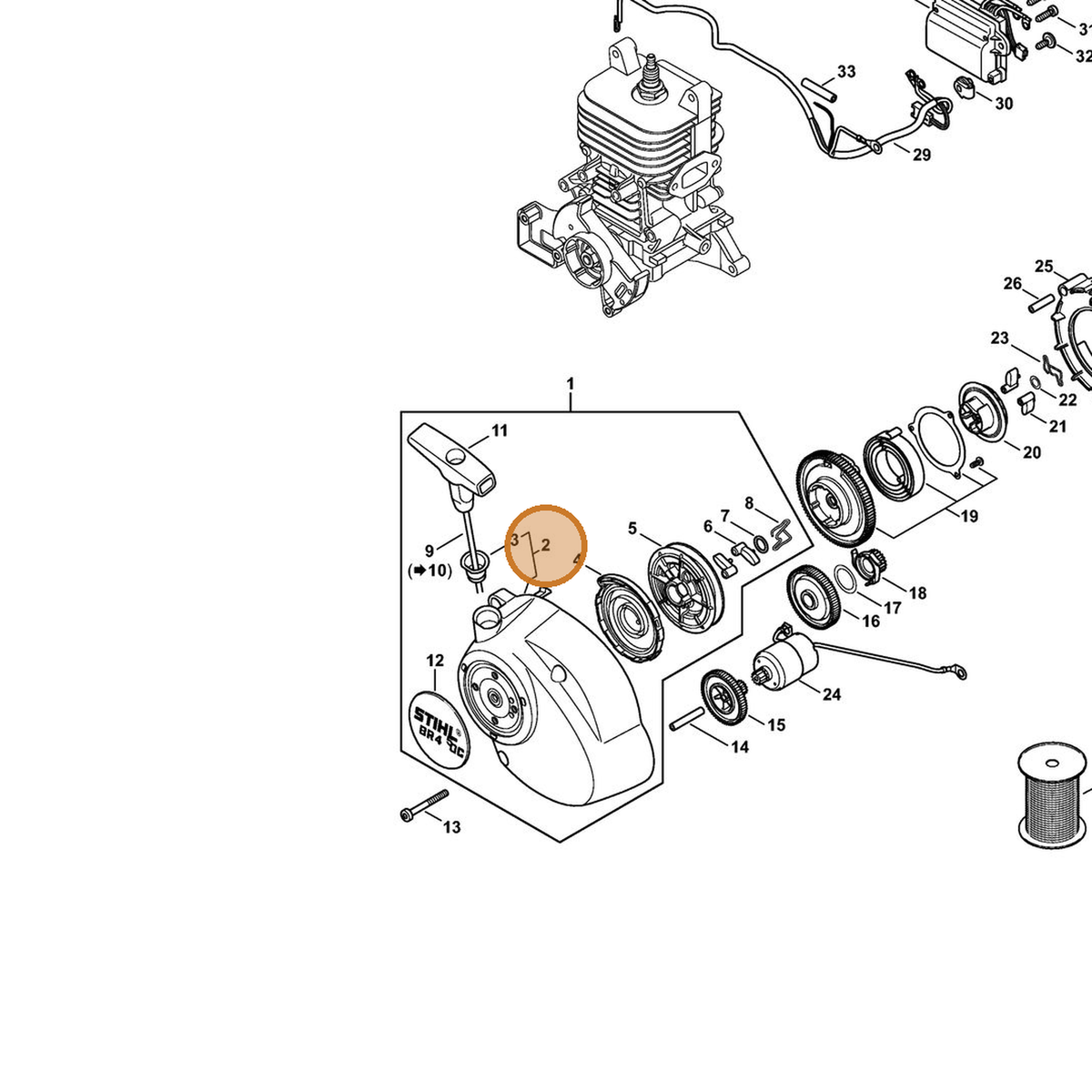 STIHL part 4244-190-0403 — IPL diagram snippet (6x zoom, amber highlight)