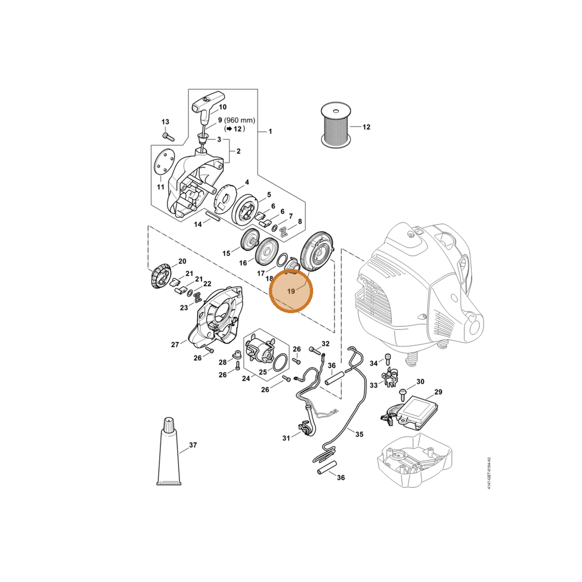 STIHL part 4244-190-0700 — IPL diagram snippet (6x zoom, amber highlight)