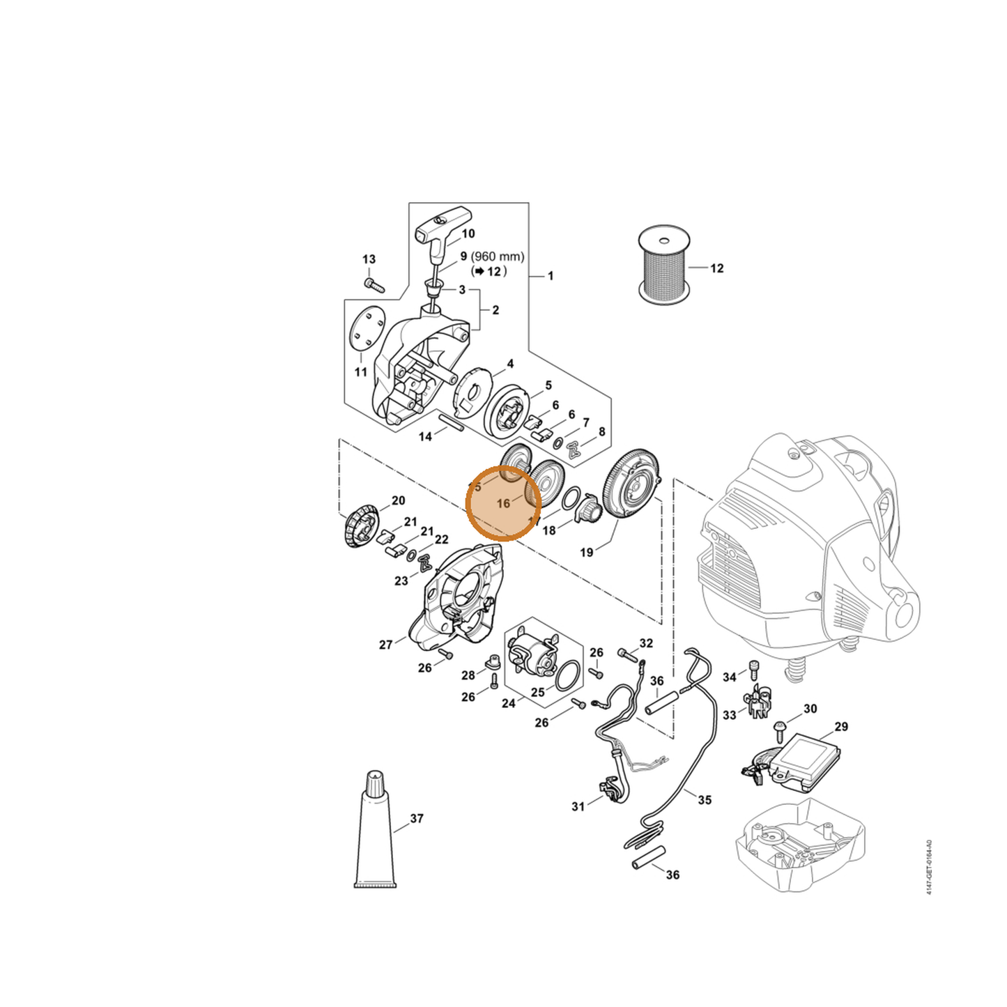 STIHL part 4244-195-6701 — IPL diagram snippet (6x zoom, amber highlight)