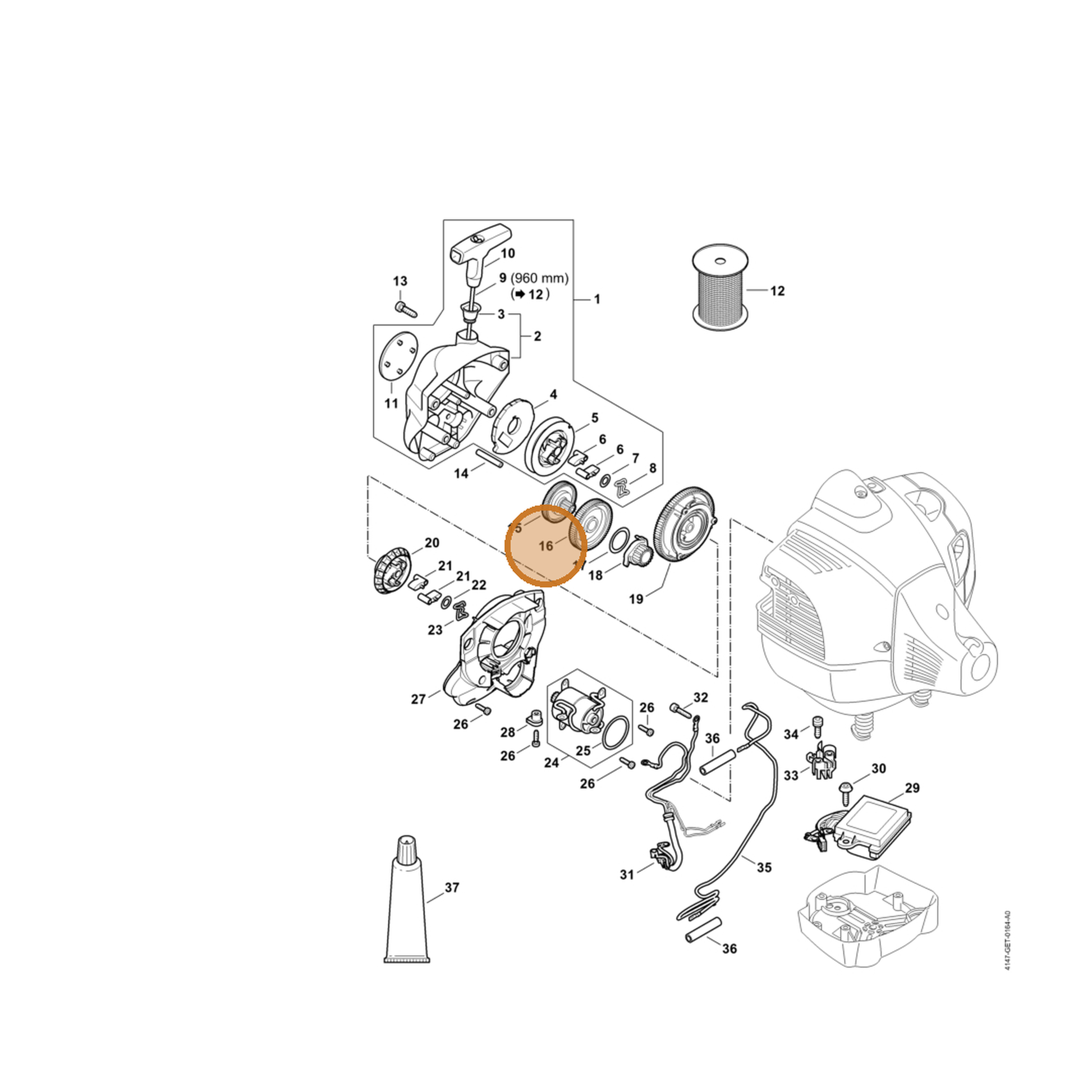 STIHL part 4244-195-6701 — IPL diagram snippet (6x zoom, amber highlight)
