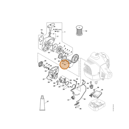 STIHL part 4244-195-6702 — IPL diagram snippet (6x zoom, amber highlight)