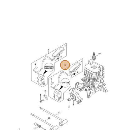 STIHL part 4244-400-1308 — IPL diagram snippet (6x zoom, amber highlight)