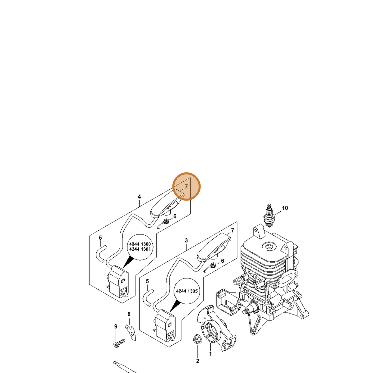 STIHL part 4244-405-1000 — IPL diagram snippet (6x zoom, amber highlight)