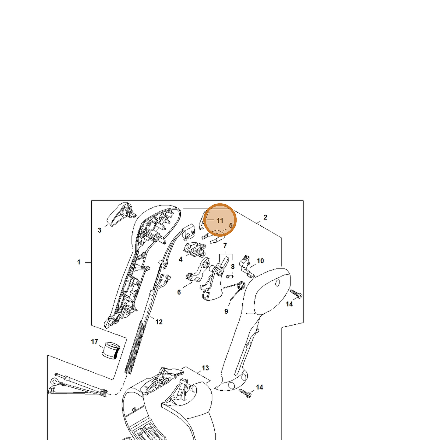 STIHL part 4244-442-1600 — IPL diagram snippet (6x zoom, amber highlight)