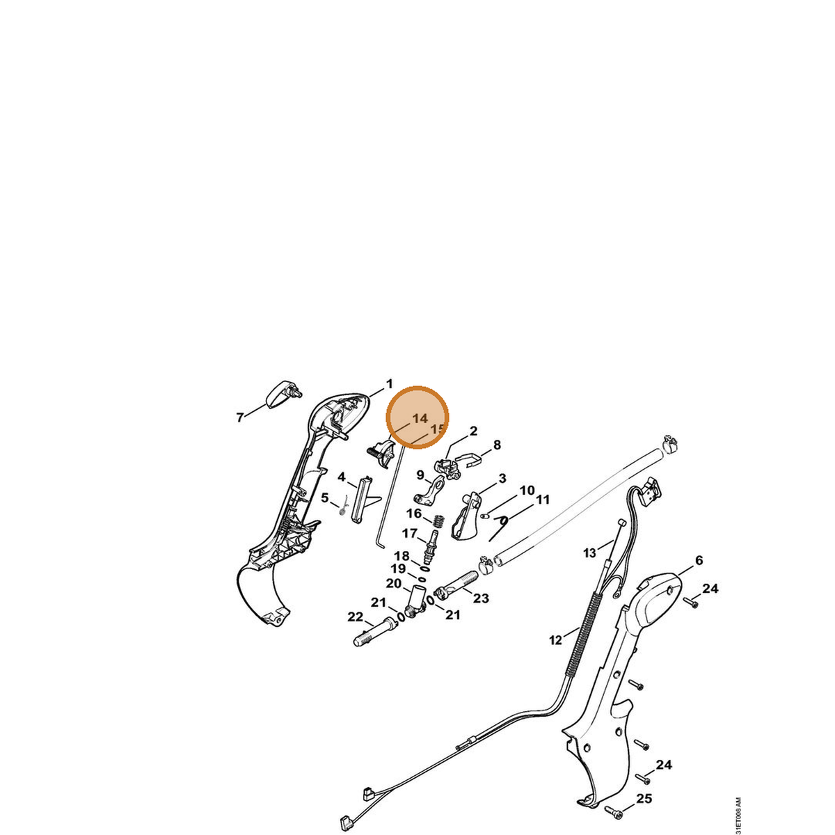STIHL part 4244-512-2300 — IPL diagram snippet (6x zoom, amber highlight)