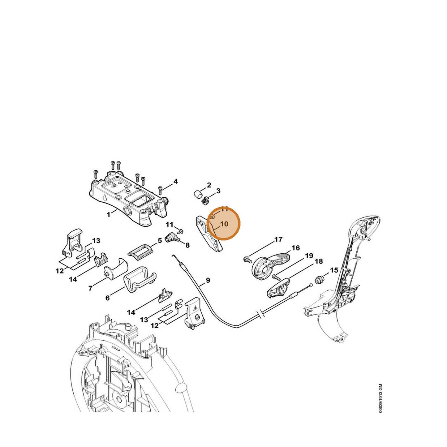 STIHL part 4244-512-2501 — IPL diagram snippet (6x zoom, amber highlight)