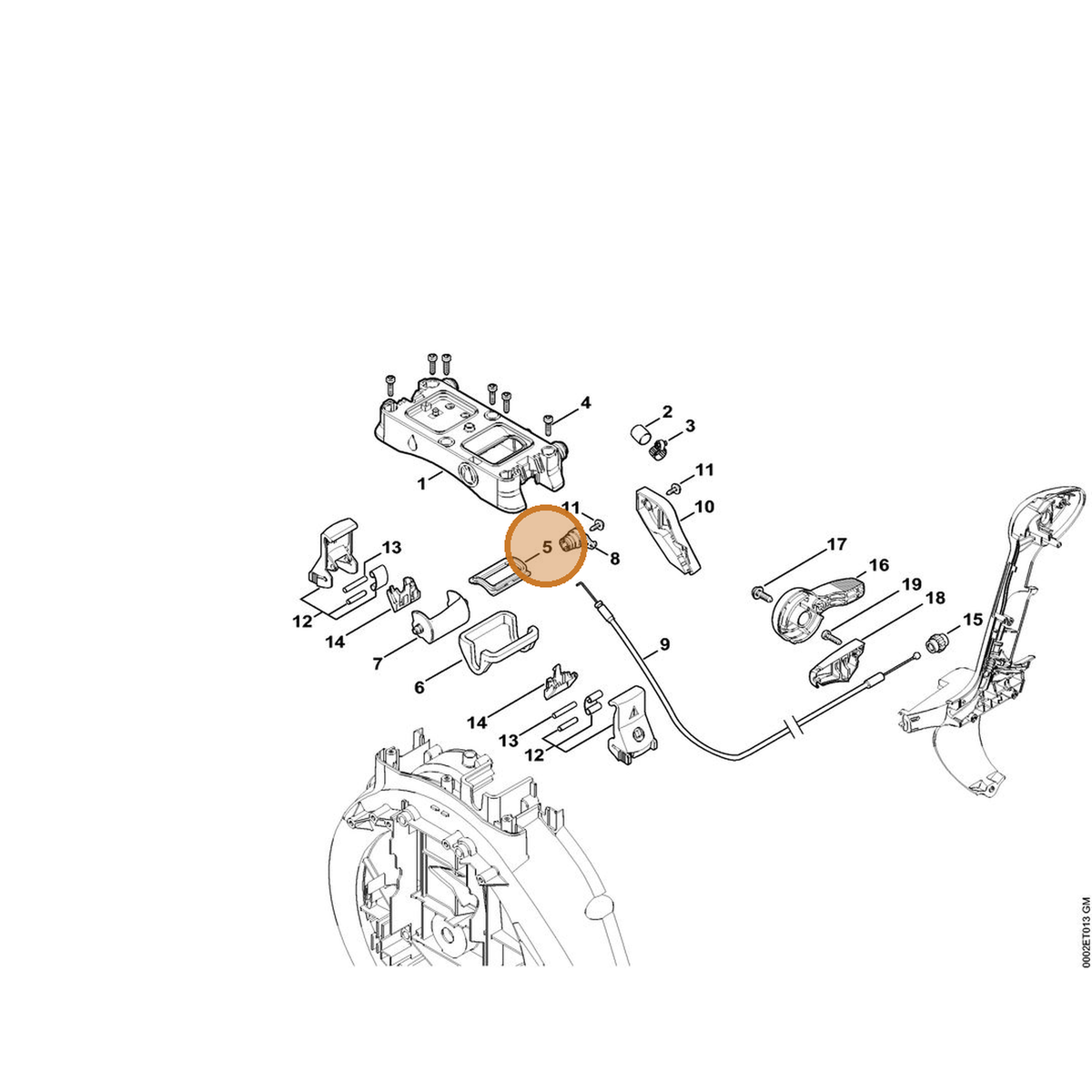 STIHL part 4244-519-0101 — IPL diagram snippet (6x zoom, amber highlight)