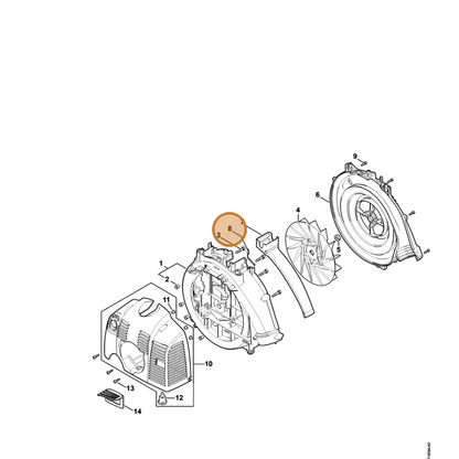 STIHL part 4244-519-0109 — IPL diagram snippet (6x zoom, amber highlight)