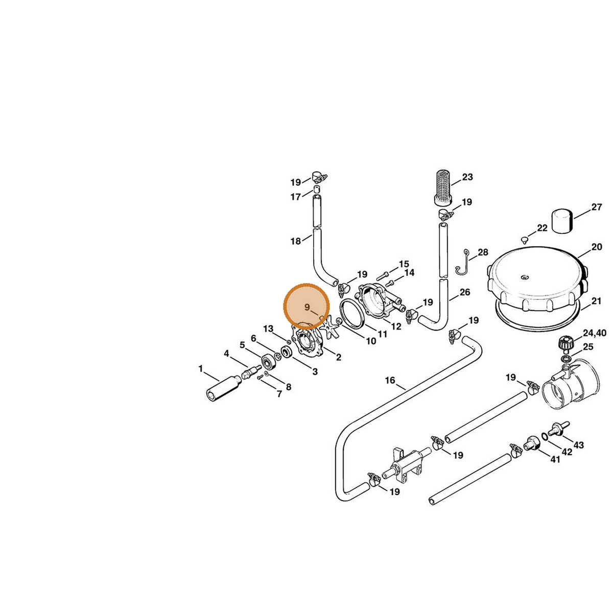 STIHL part 4244-540-0300 — IPL diagram snippet (6x zoom, amber highlight)