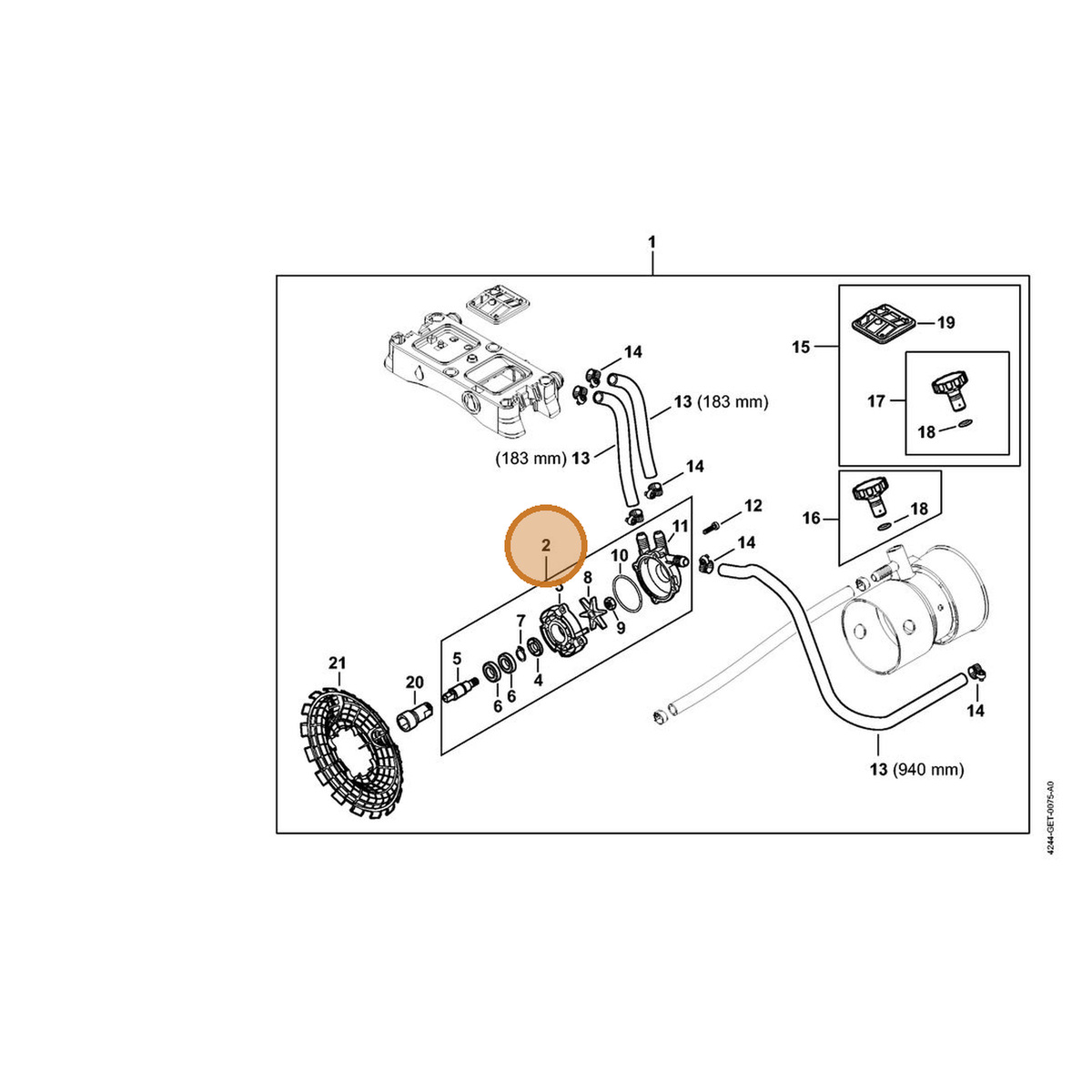 STIHL part 4244-700-0604 — IPL diagram snippet (6x zoom, amber highlight)