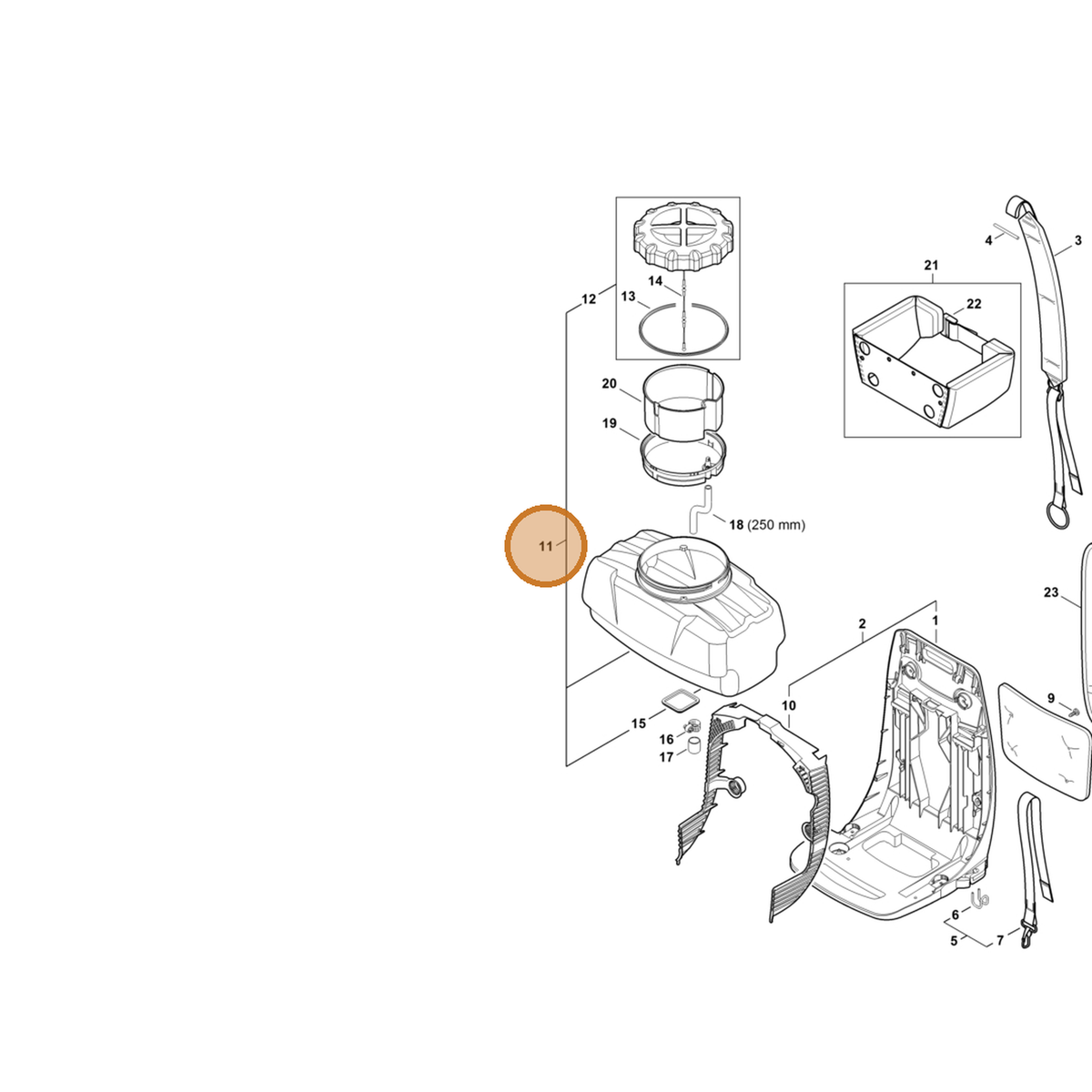STIHL part 4244-700-0803 — IPL diagram snippet (6x zoom, amber highlight)