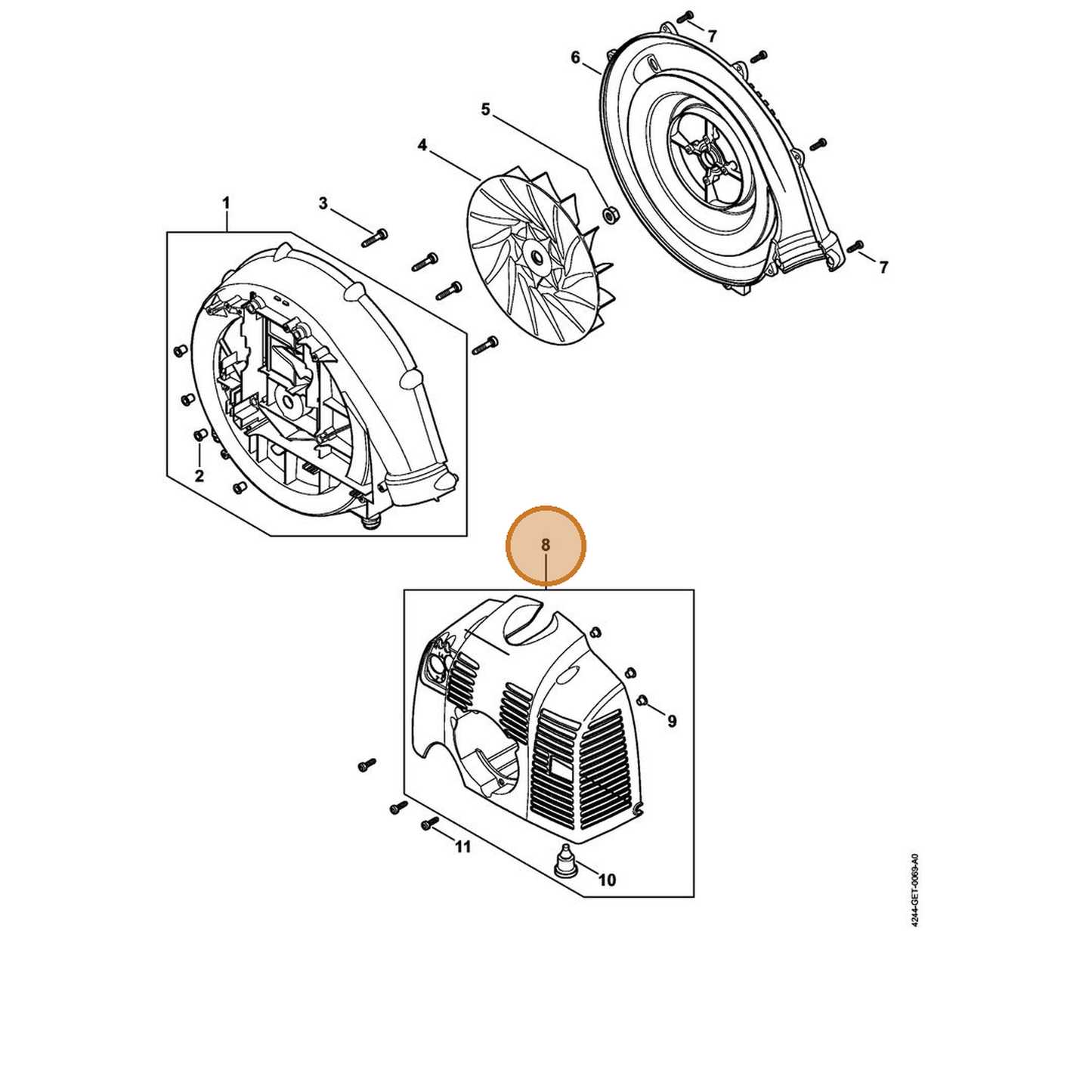 STIHL part 4244-700-2104 — IPL diagram snippet (6x zoom, amber highlight)