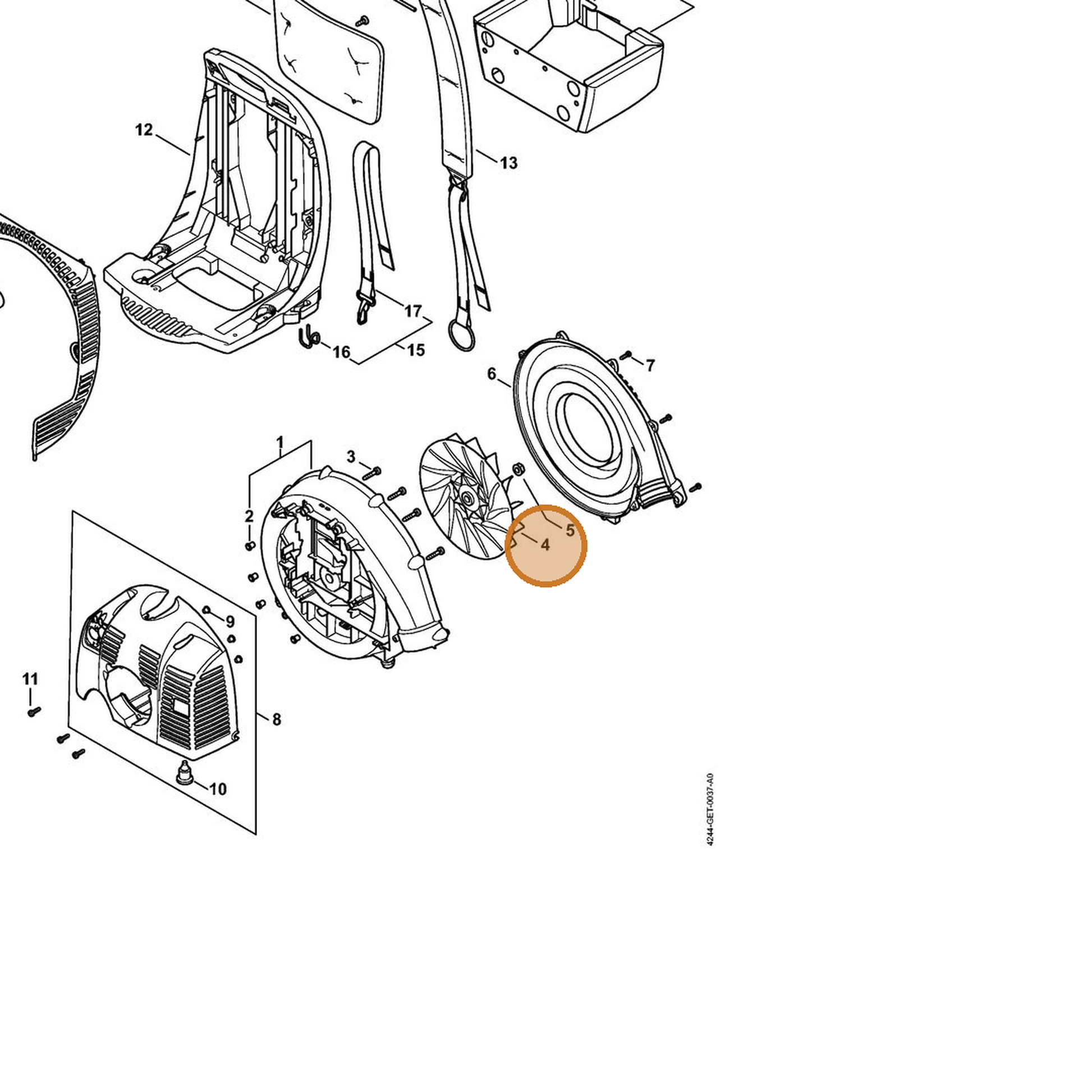 STIHL part 4244-700-3406 — IPL diagram snippet (6x zoom, amber highlight)