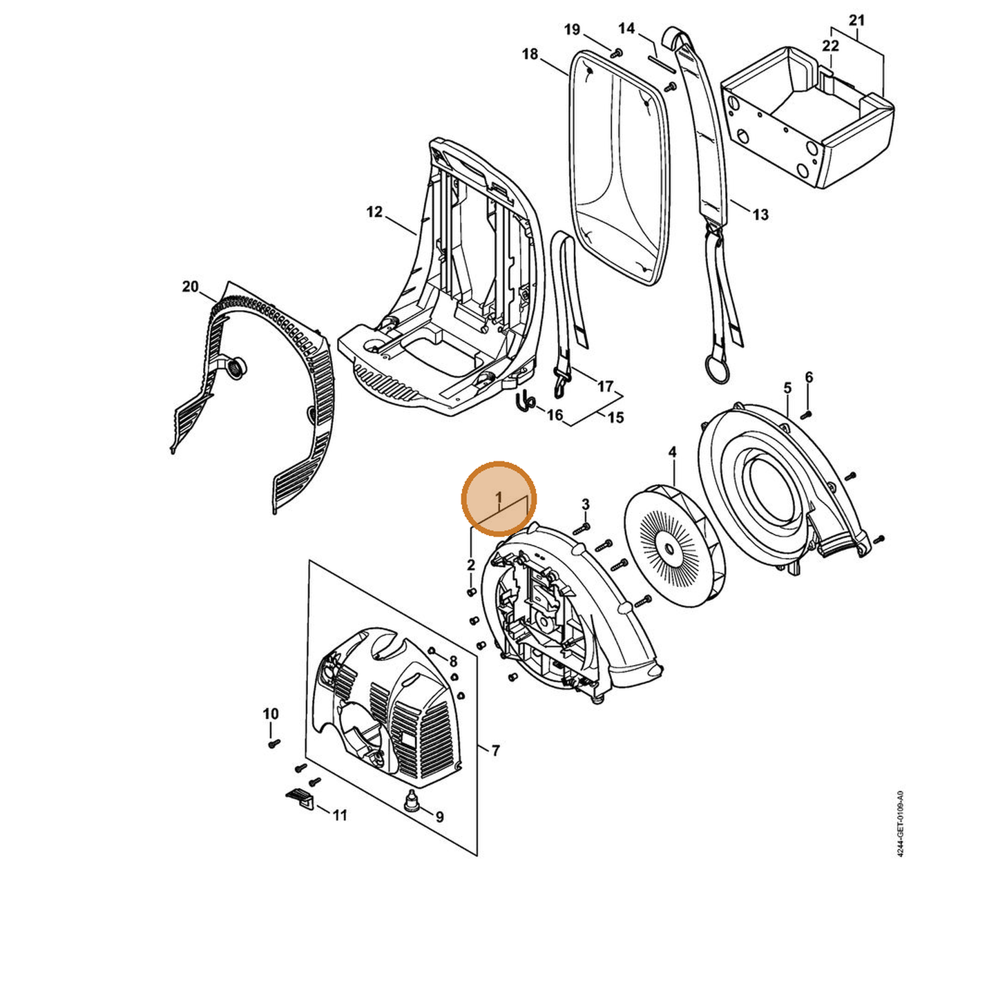 STIHL part 4244-700-4106 — IPL diagram snippet (6x zoom, amber highlight)