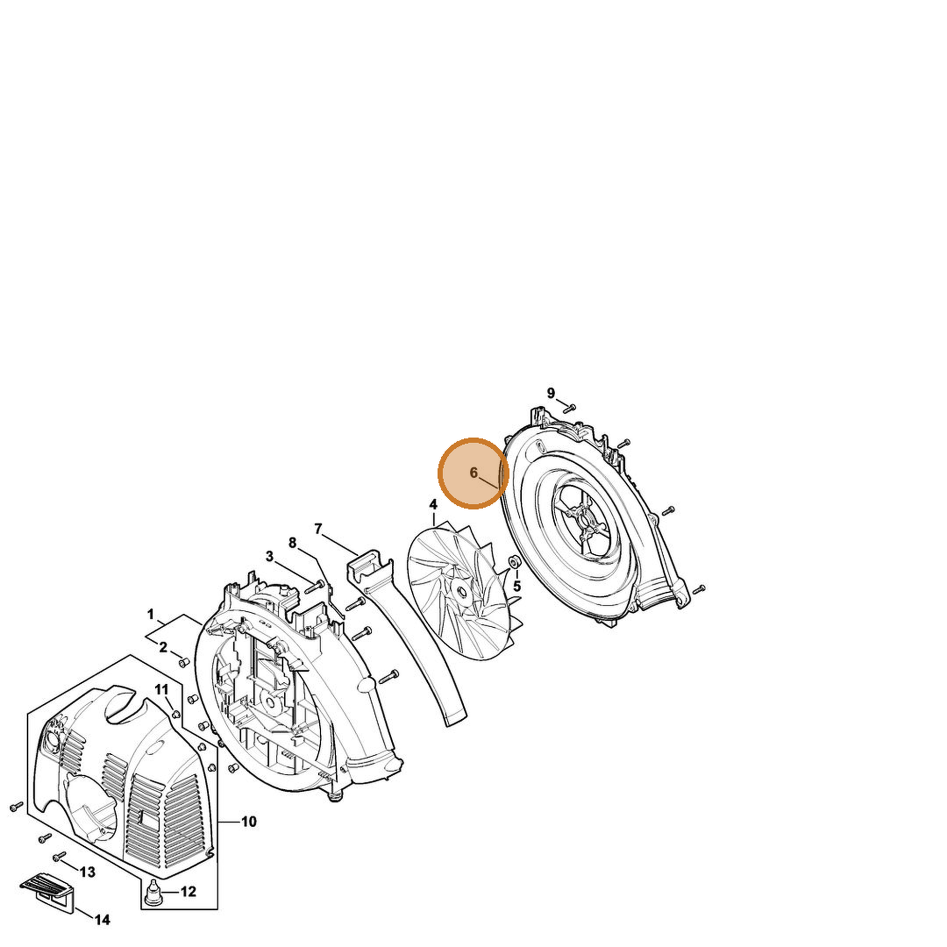 STIHL part 4244-701-0701 — IPL diagram snippet (6x zoom, amber highlight)